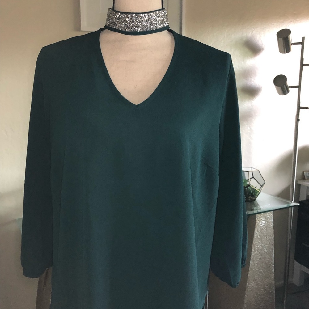 Gorgeous green blouse with sparkling neck choker